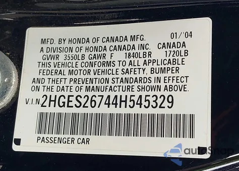 2004 Honda Civic Ex из США, поврежденный, VIN 2HGES26744H545329